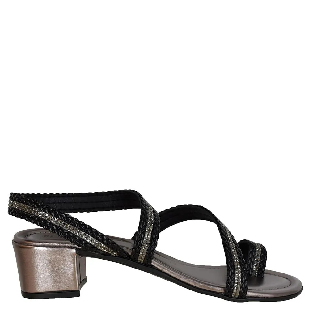 SANDALIA SALTO BLOCO TRANCA COM STRASS DI SANTINNI