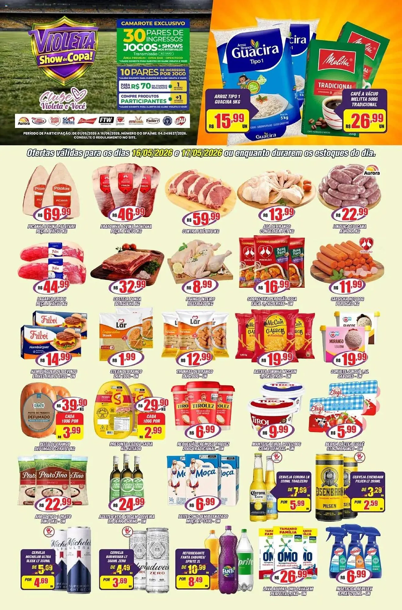 Encarte de Catálogo Violeta Supermercados 15 de maio até 18 de maio 2026 - Pagina 1