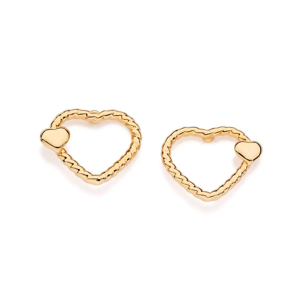 BRINCO CORAÇÃO VAZADO E TORCIDO BANHADO A OURO 18K - TAM.ÚNICO 5275020000