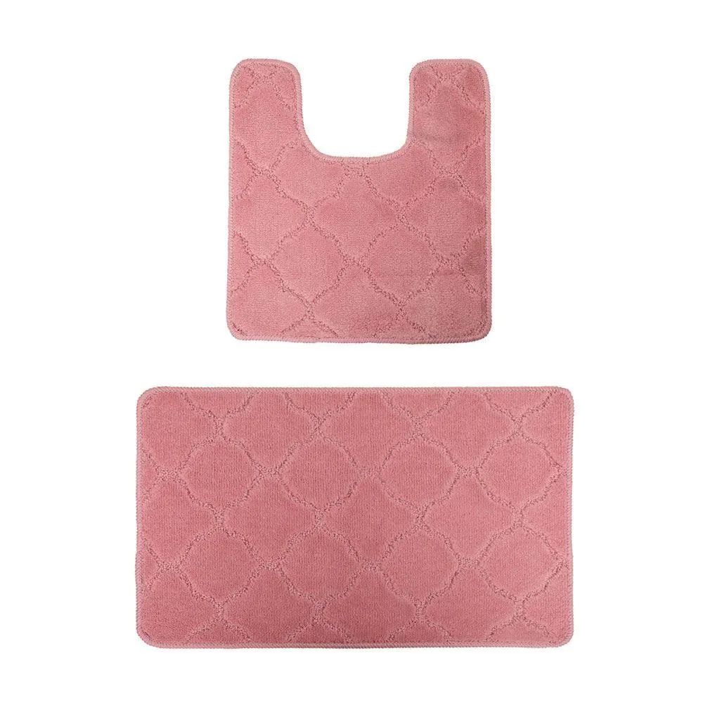 Jogo De Tapete Para Banheiro Miami 02 Peças Solecasa - Rosa