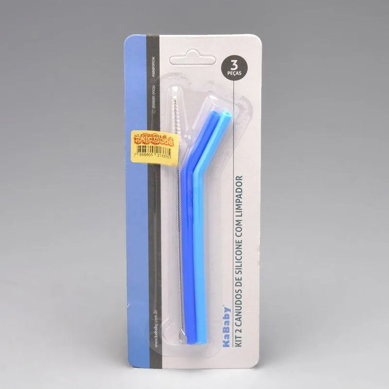 Kit com 2 Canudos de Silicone com Limpador