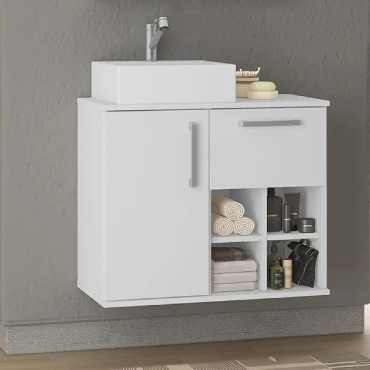 Gabinete Para Banheiro 1 Porta 1 Gaveta Nichos Sem Cuba Bia Móveis Bosi