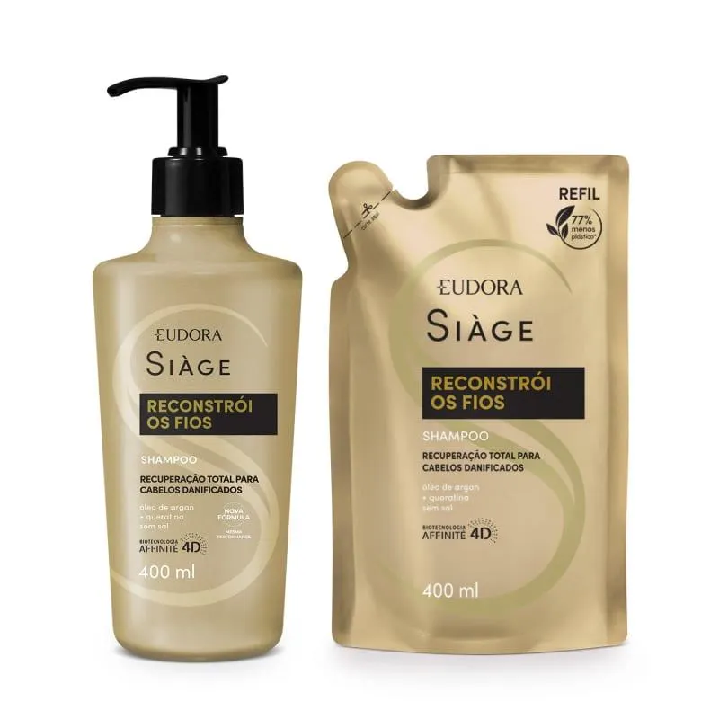Combo Siàge Reconstrói os Fios: Shampoo 400ml + Refil 400ml