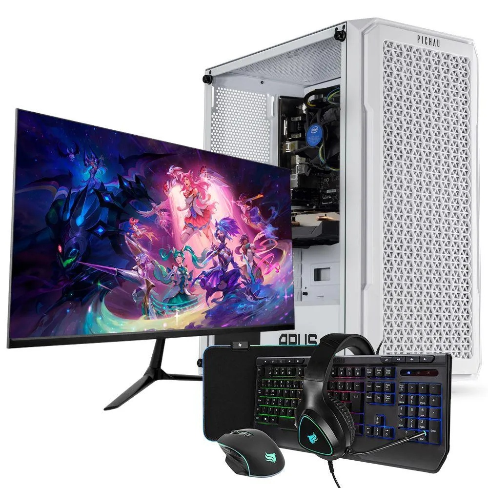 Computador Pichau Gamer Éter V, Intel i5-13400F, GeForce RTX 4060 8GB, 16GB DDR4, SSD M.2 480GB + Monitor + Kit Periféricos