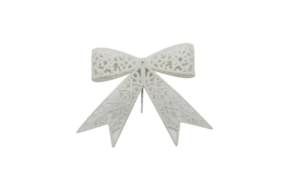 Enfeite de Natal Laço Vazado Le Branco com Glitter 3 Unidades 13x12cm