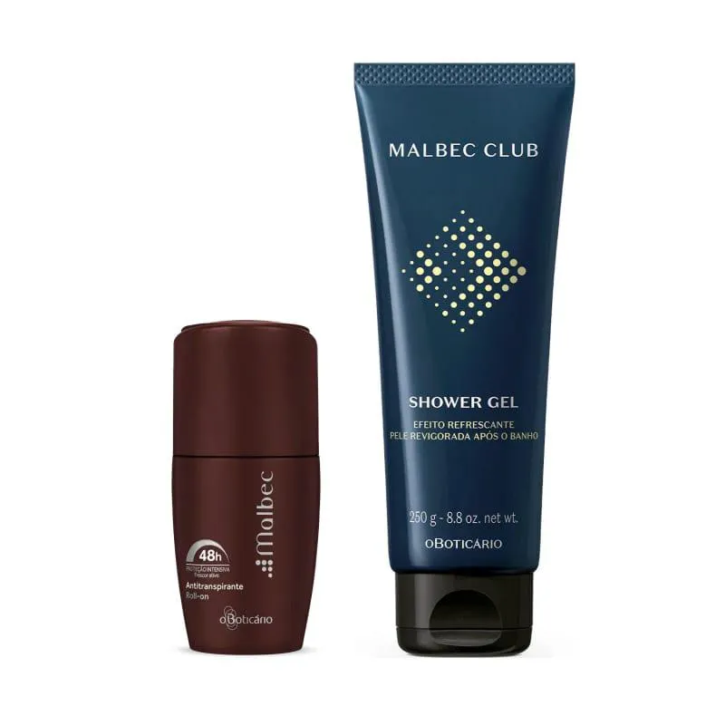 Combo Presente Natal Shower Gel Malbec Club 250g + Desodorante Roll-on Malbec 55ml