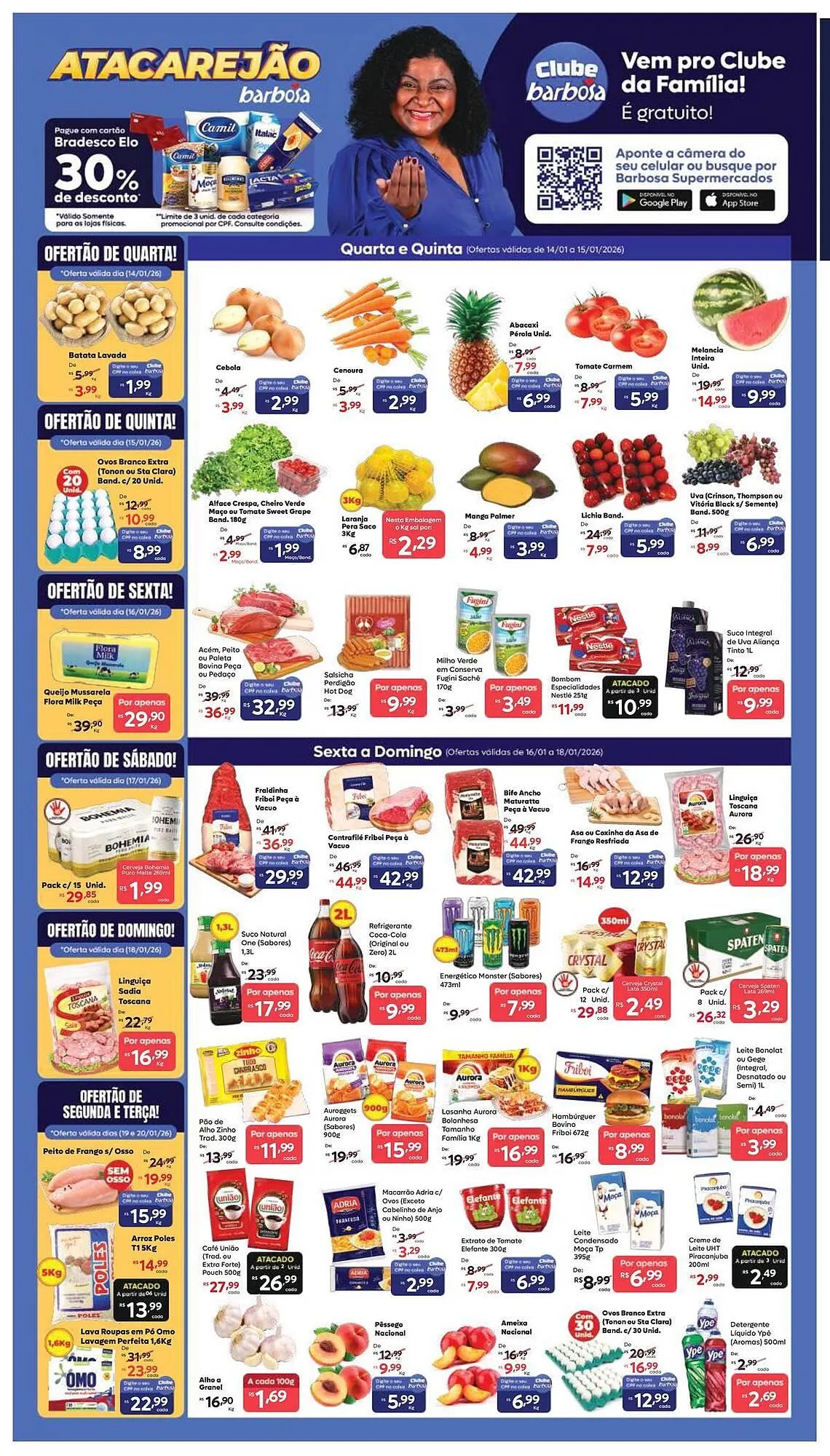 Encarte de Tabloide Barbosa Supermercados 14 de janeiro até 20 de janeiro 2026 - Pagina 1
