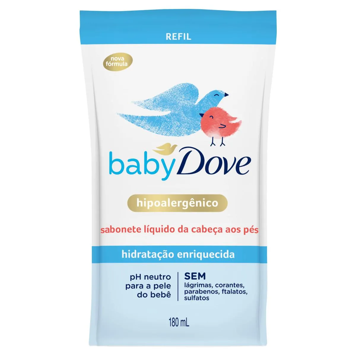 Sabonete Líquido Hidratação Enriquecida da Cabeça aos Pés Dove Baby Sachê 180ml Refil