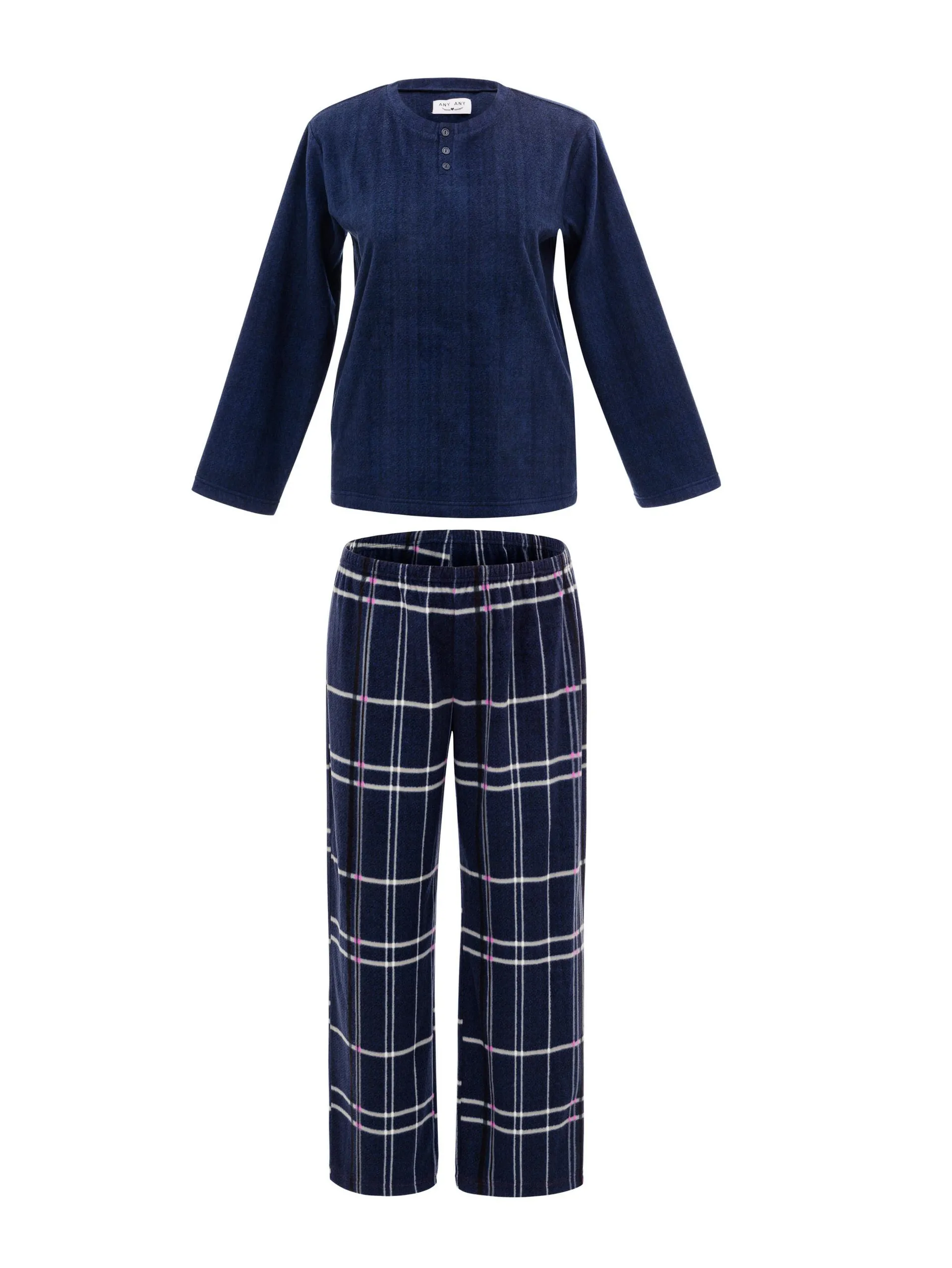 Pijama Longo Manga Longa Soft Plus Size Kirsty Azul Marinho P1