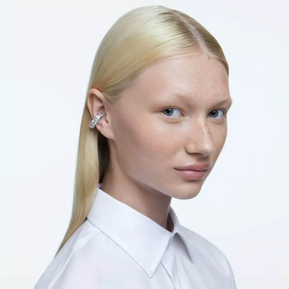 Brincos de mola Millenia, Lapidação quadrada, Brancos, Lacado a ródio