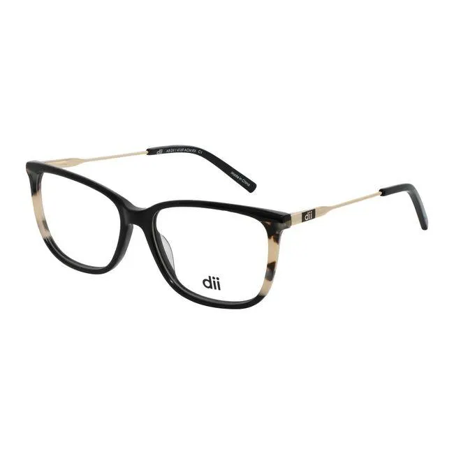 Armação de Óculos de Grau Feminina Dii Collection Quadrado 4169 Cor Preto com Demi Off White