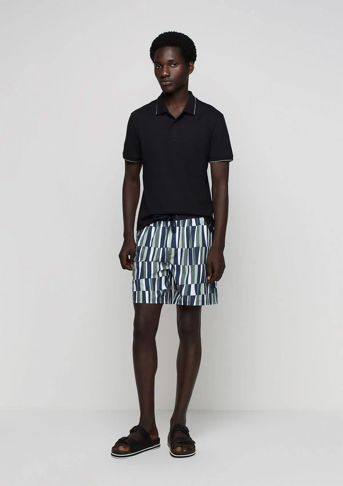 Shorts De Banho Masculino Reto Estampado - Azul