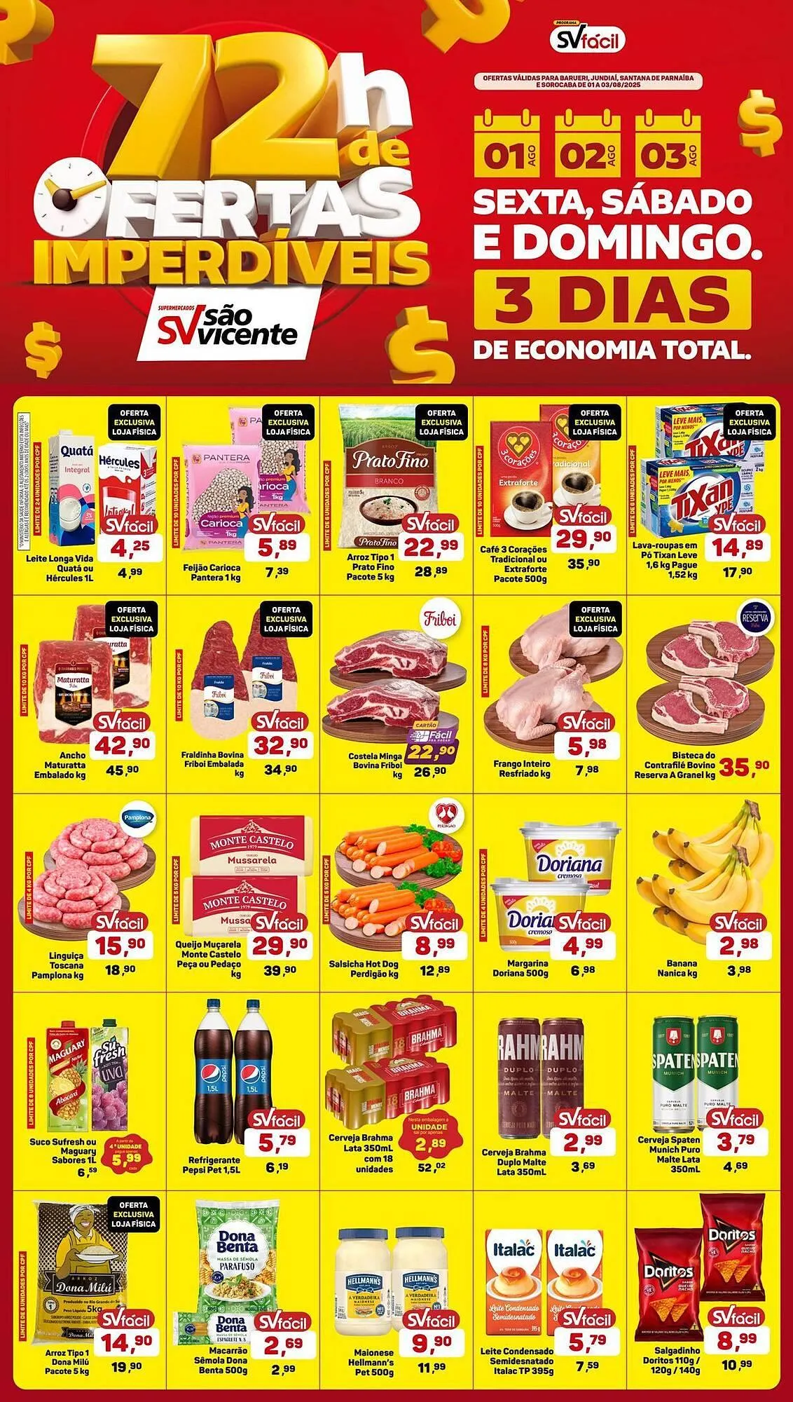 Encarte de Catálogo Supermercados São Vicente 1 de agosto até 3 de agosto 2025 - Pagina 1