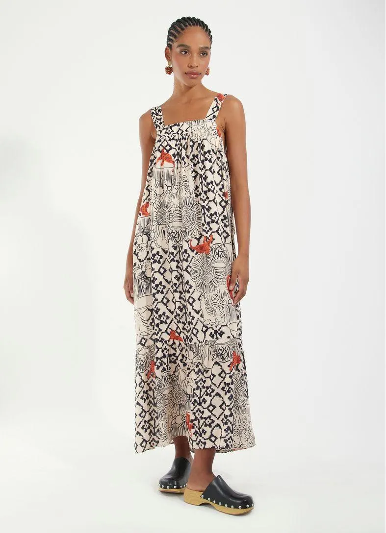 Vestido alça estampado memória