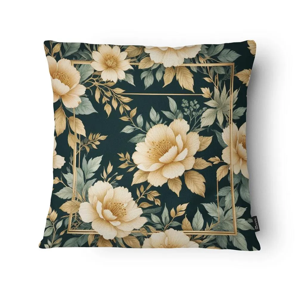 Capa Almofada Floral FL2454 Microfibra Fundo Verde 43x43cm FL2454 - Tuti Gottô