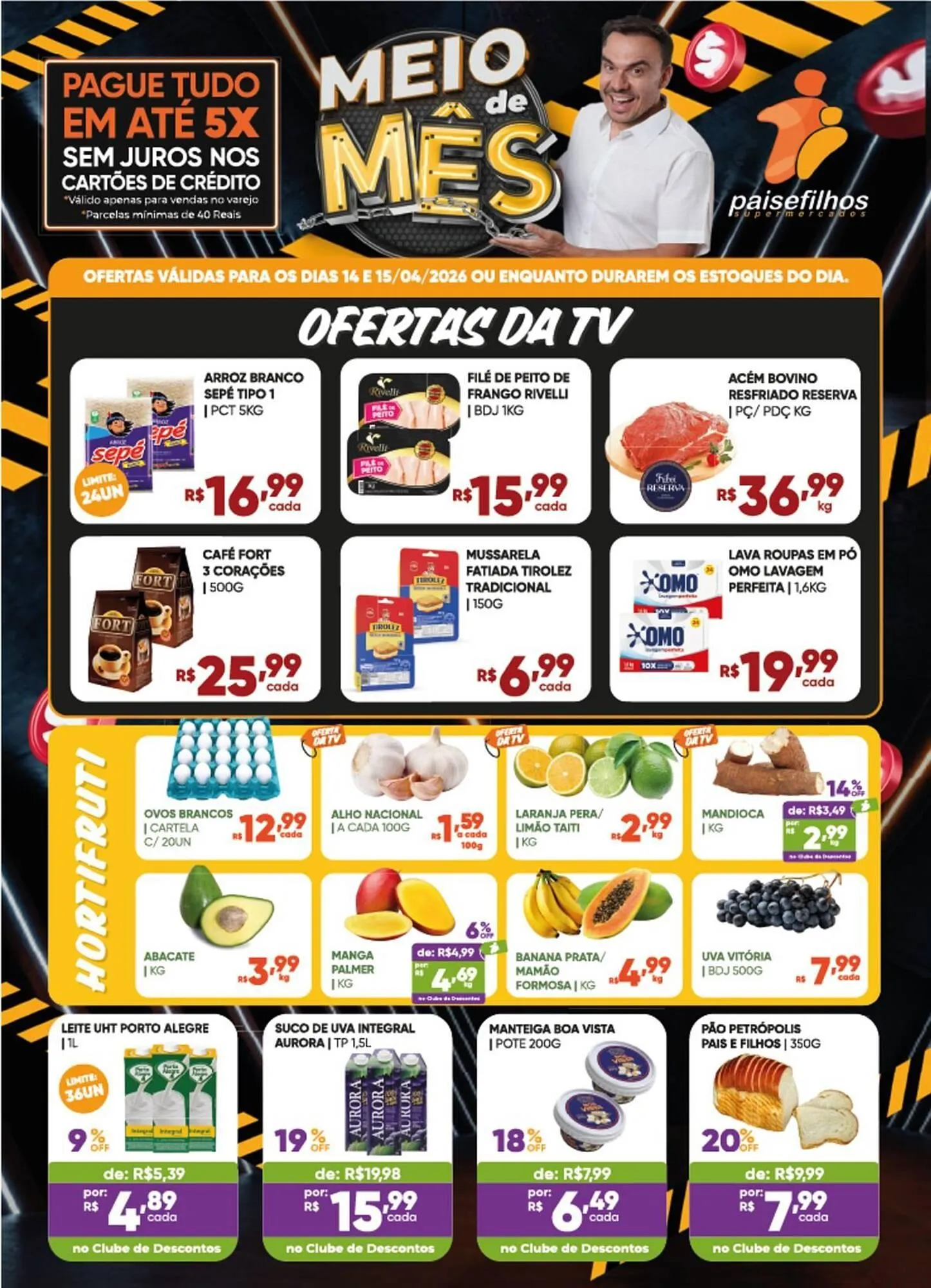 Encarte de Catálogo Pais e Filhos Supermercados 14 de abril até 15 de abril 2026 - Pagina 1