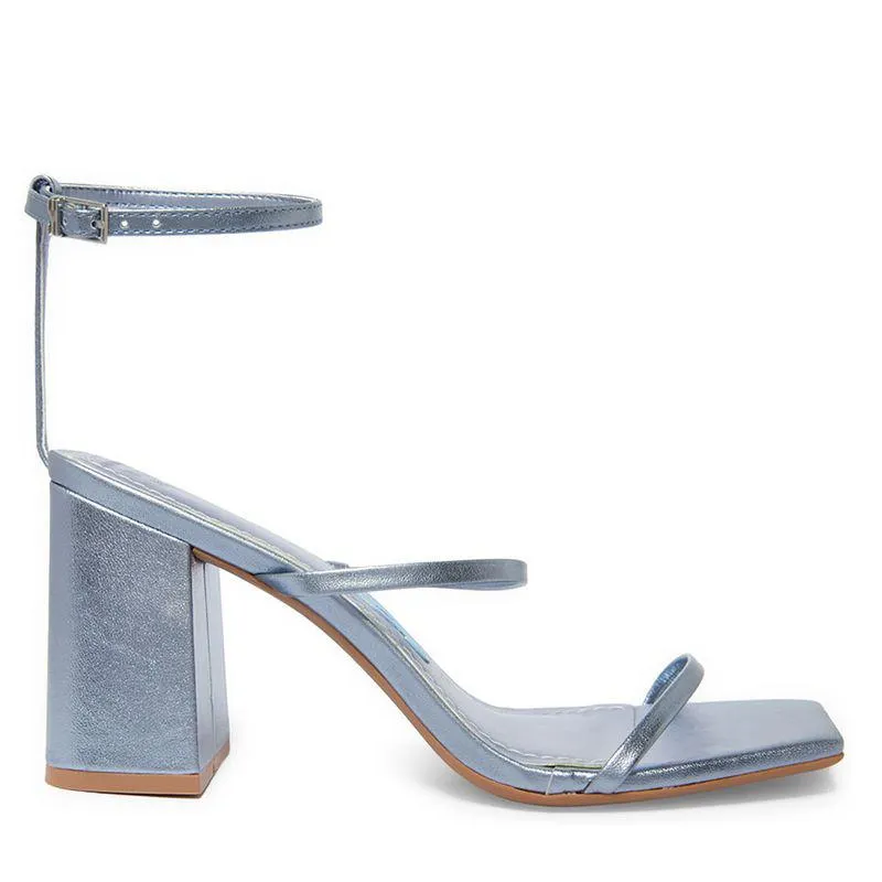 Sandália couro metalizado blue