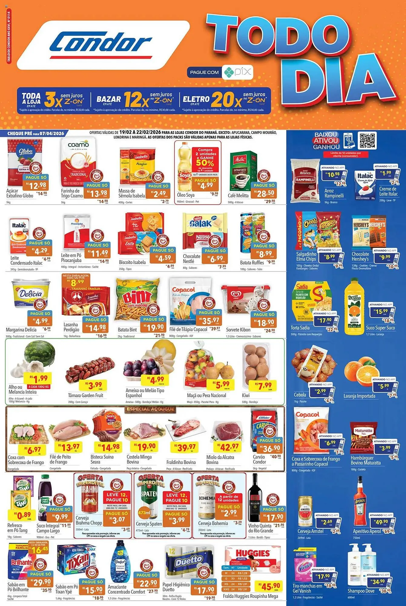 Encarte de Catálogo Supermercados Condor 19 de fevereiro até 22 de fevereiro 2026 - Pagina 1