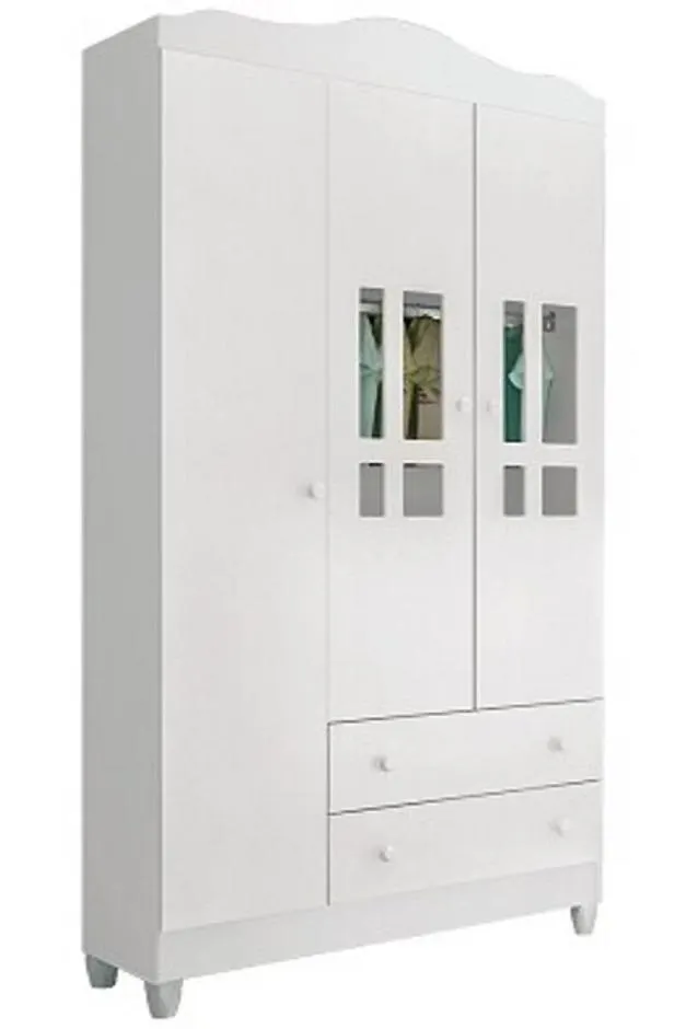 Guarda-Roupa Carolina Ariel 03 Portas Branco Brilho BRANCO BRILHO