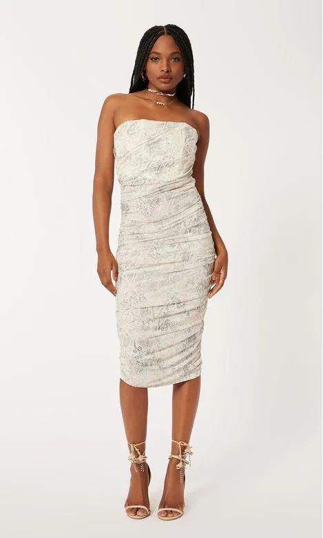 Vestido Tule Plissado Estampa Cobra - Est Cobra