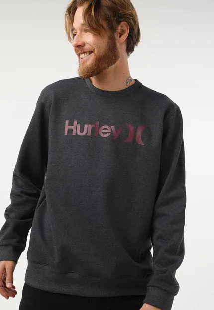 Blusa de Moletom Flanelada Fechada Hurley One & Only Cinza