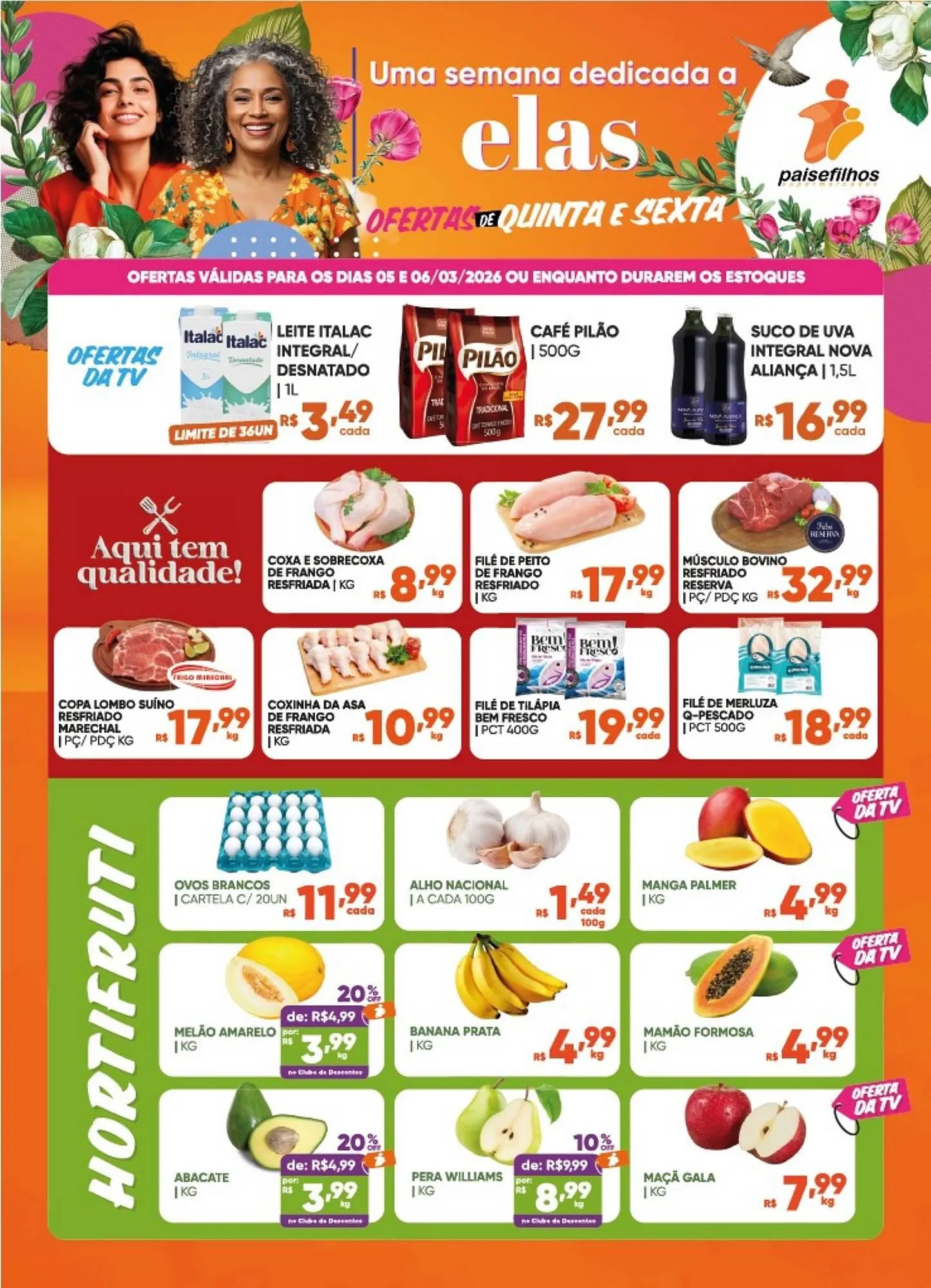 Encarte de Catálogo Pais e Filhos Supermercados 5 de março até 6 de março 2026 - Pagina 1