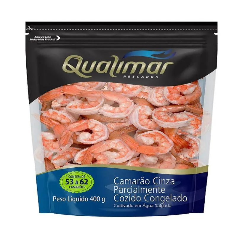 Camarão 53/62 Qualimar Cozido Descascado Eviscerado 400g