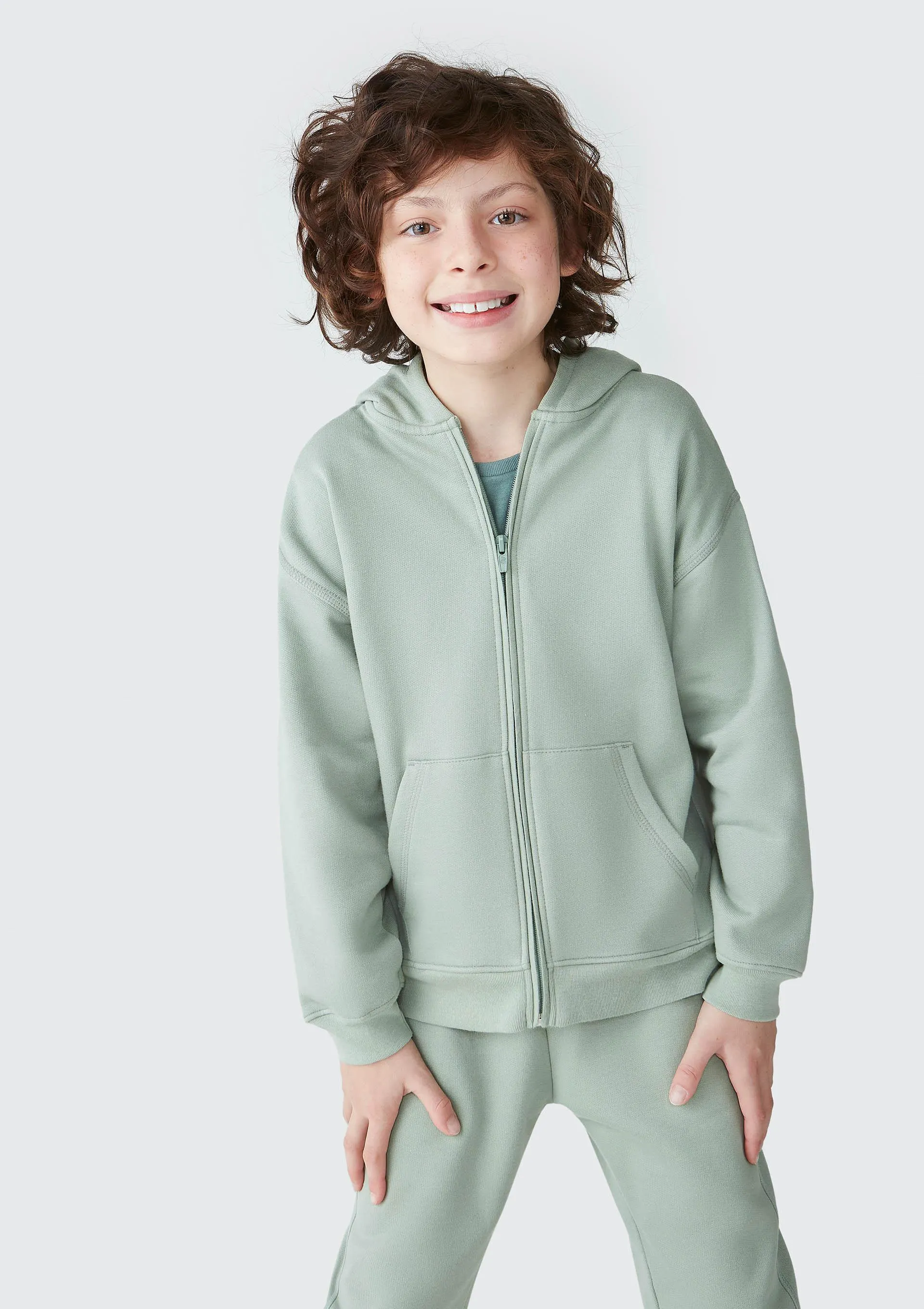 Jaqueta Básica Infantil Unissex Com Capuz - Verde