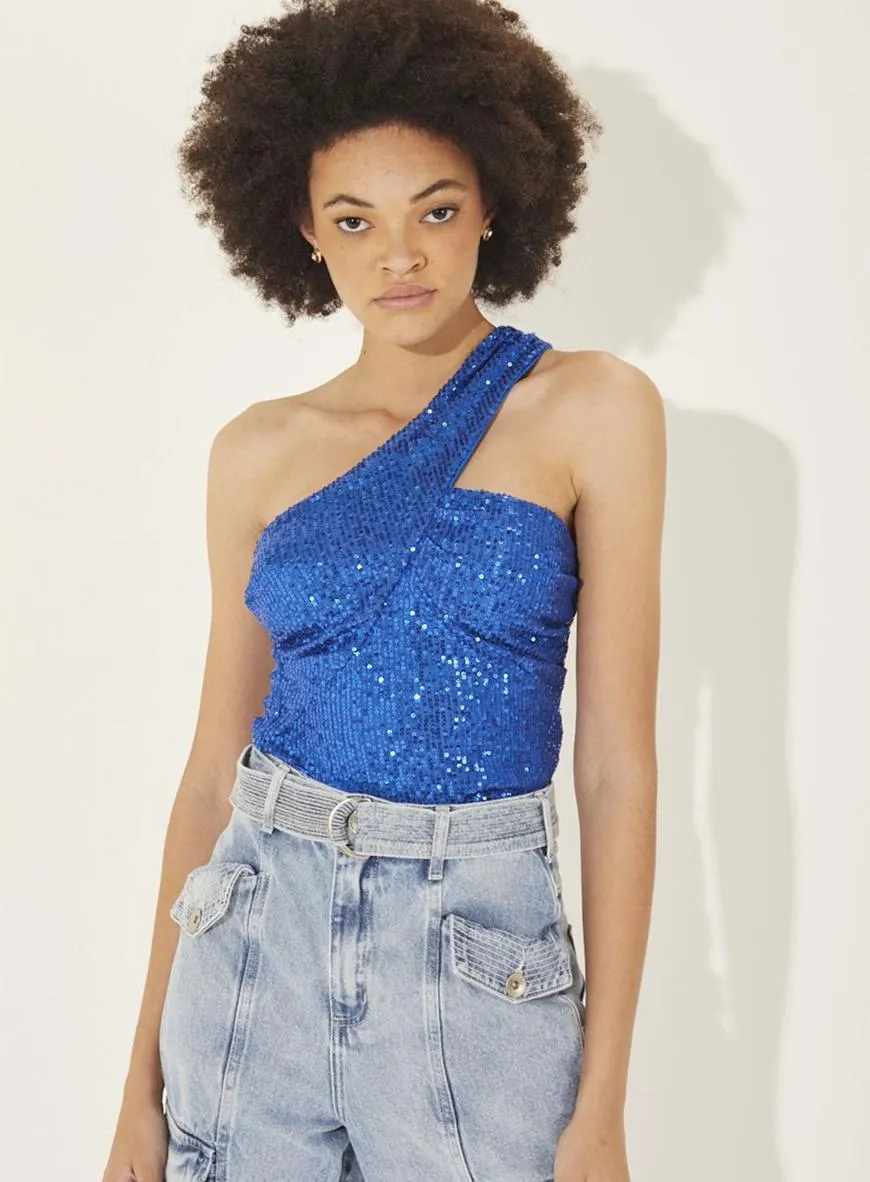 Blusa Assimétrica Paetê Baltimore