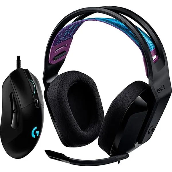 Combo Gamer com Mouse G403 HERO com fio USB 16000dpi G403 HERO + Headset G335 preto com fio 3.5mm e haste ajustável - Logitech G CX 1 UN