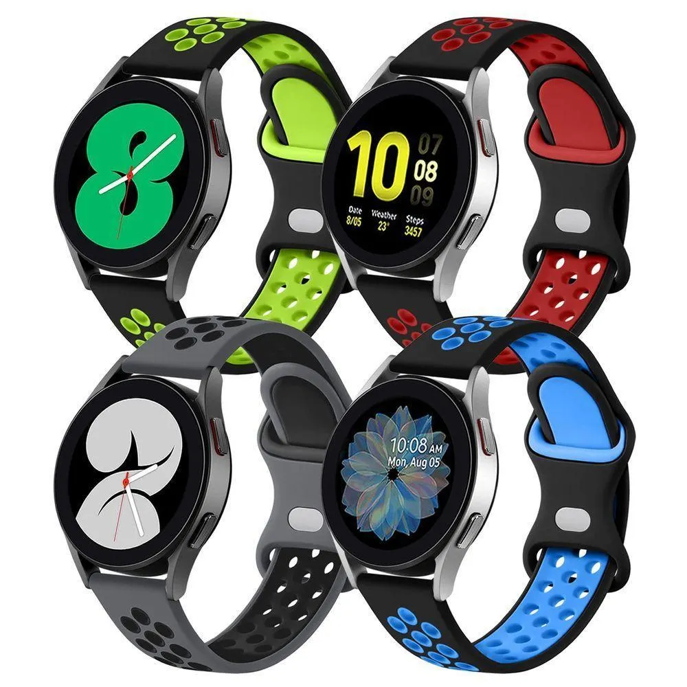4 Pulseiras Compatíveis Com Galaxy Watch (preto-azul-cinza-vermelho-verde)