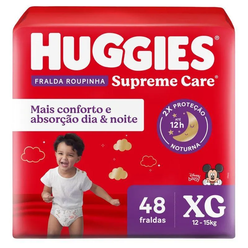 Fralda Huggies Supreme Care Hiper Roupinha Tamanho Xg Com 48 Unidades