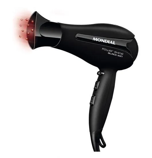 Secador de Cabelos Mondial SC-13 Power Shine Black Ion - 2000W de Potência - Preto