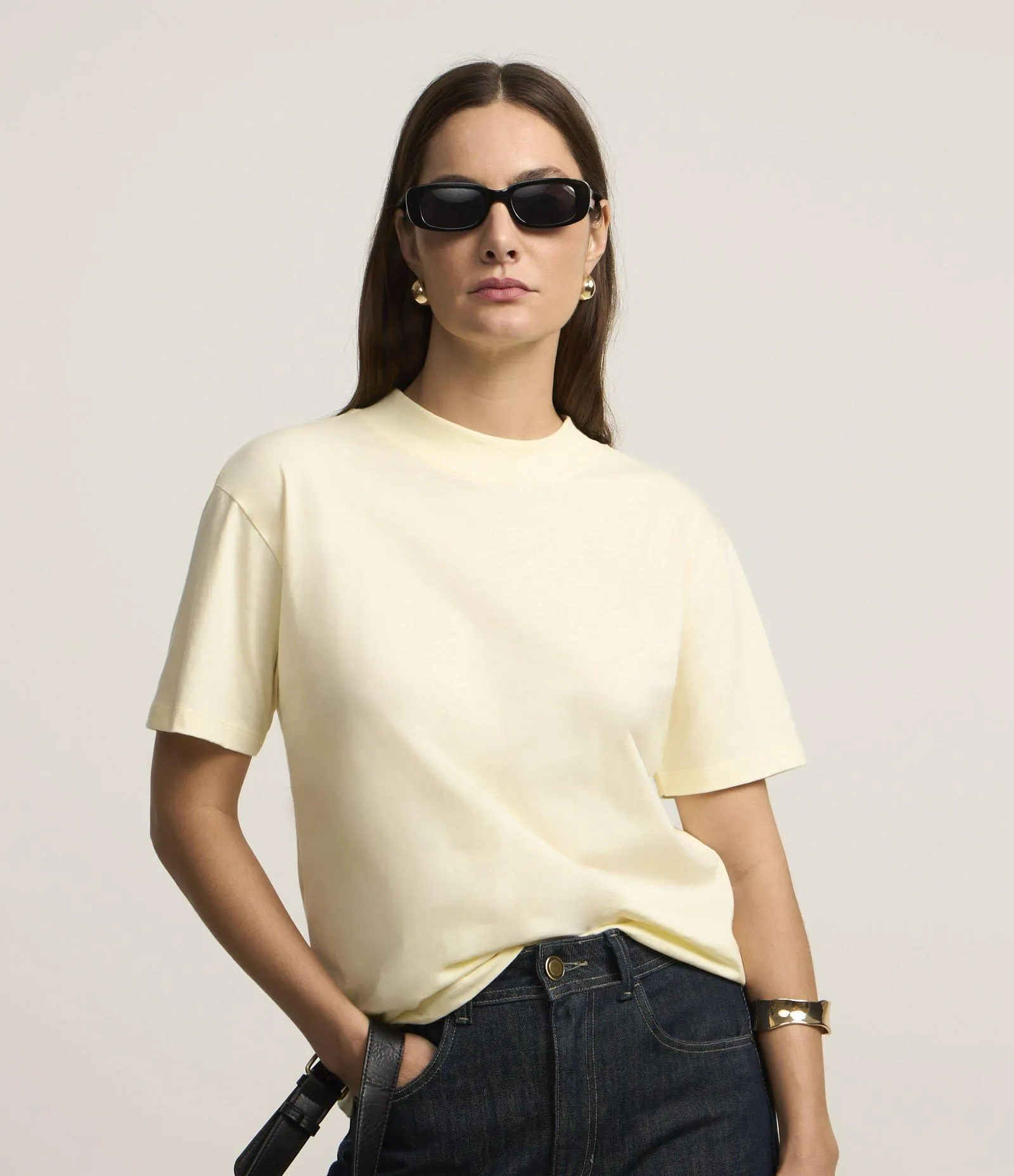 Blusa em Algodão com Golinha Alta Amarelo
