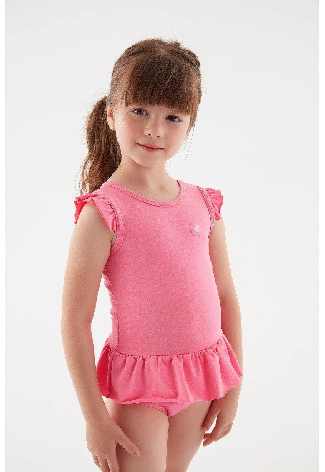 Maiô em Malha UV Menina Up Baby Rosa