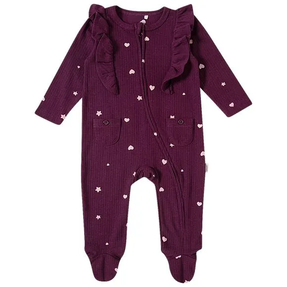 Macacão manga longa love poá rib bebê tip top