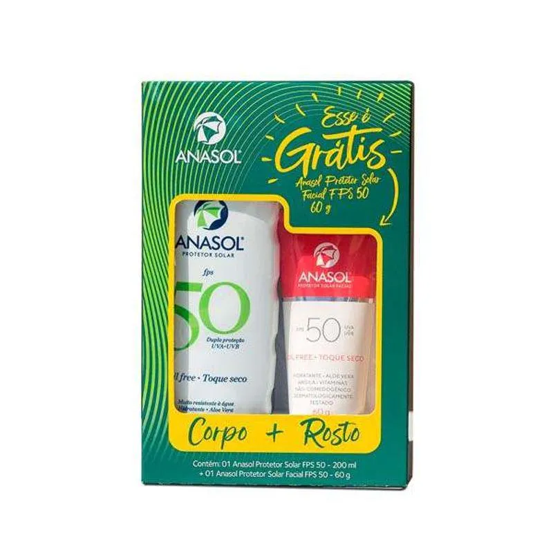 Protetor Solar Anasol FPS50 200ml + Facial FPS50 60g