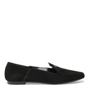 Sapato Mocassim Preto Camurça Bico Redondo