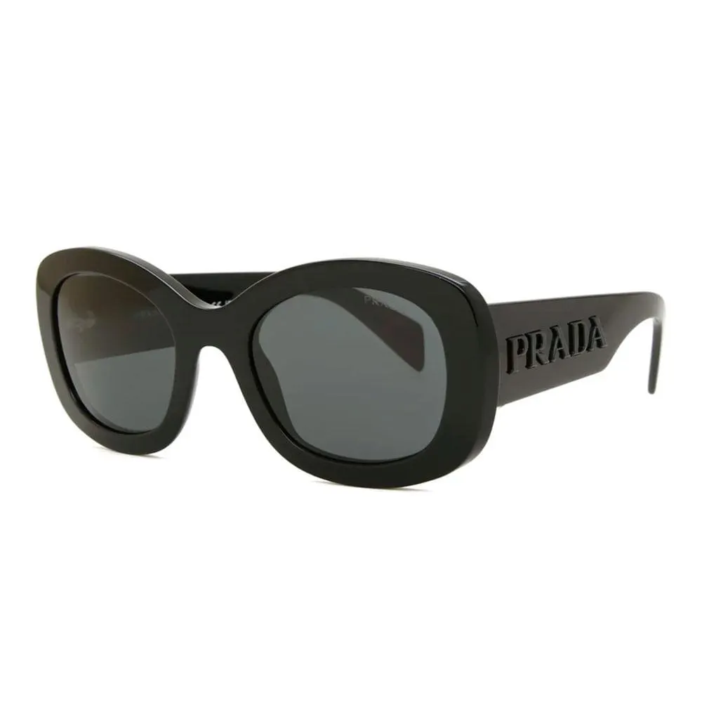 Óculos de Sol Feminino Prada Oval PRA13S 1AB5S0 Cor Preto