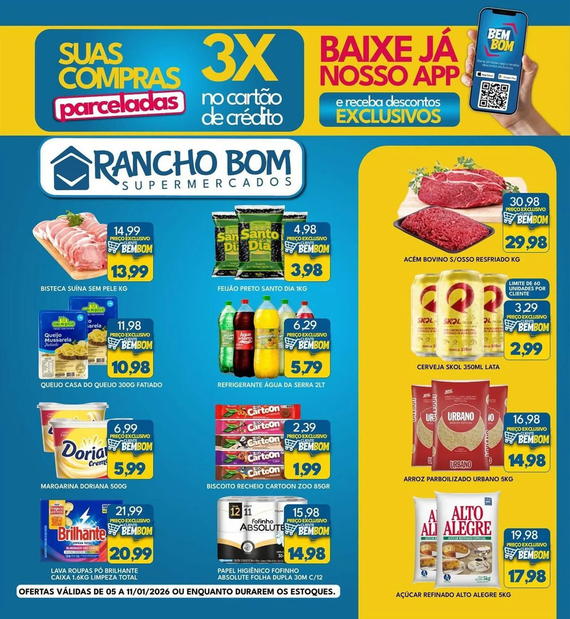 Encarte de Catálogo Rancho Bom Supermercados 5 de janeiro até 11 de janeiro 2026 - Pagina 1