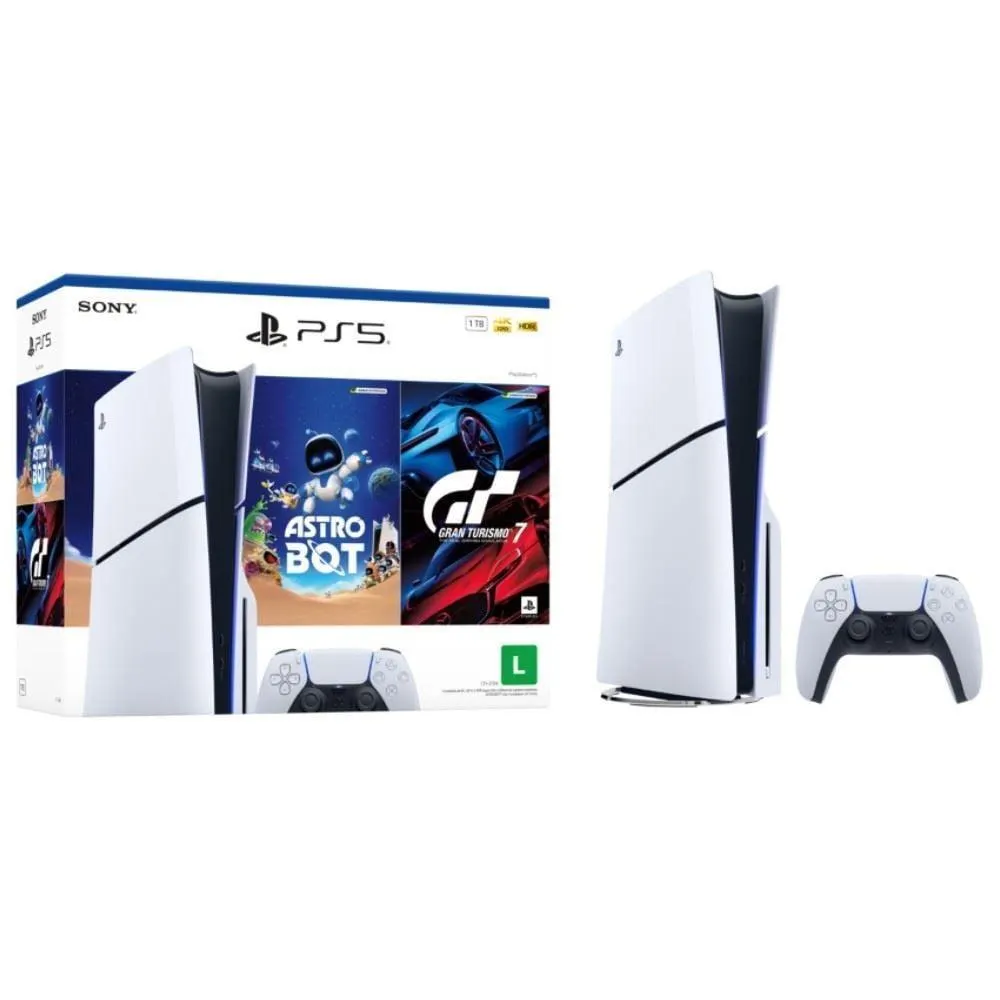 Console Playstation 5 Sony 1Tb Slim Disk com Jogos Astro Bot e Gran Turismo 7 - Bivolt