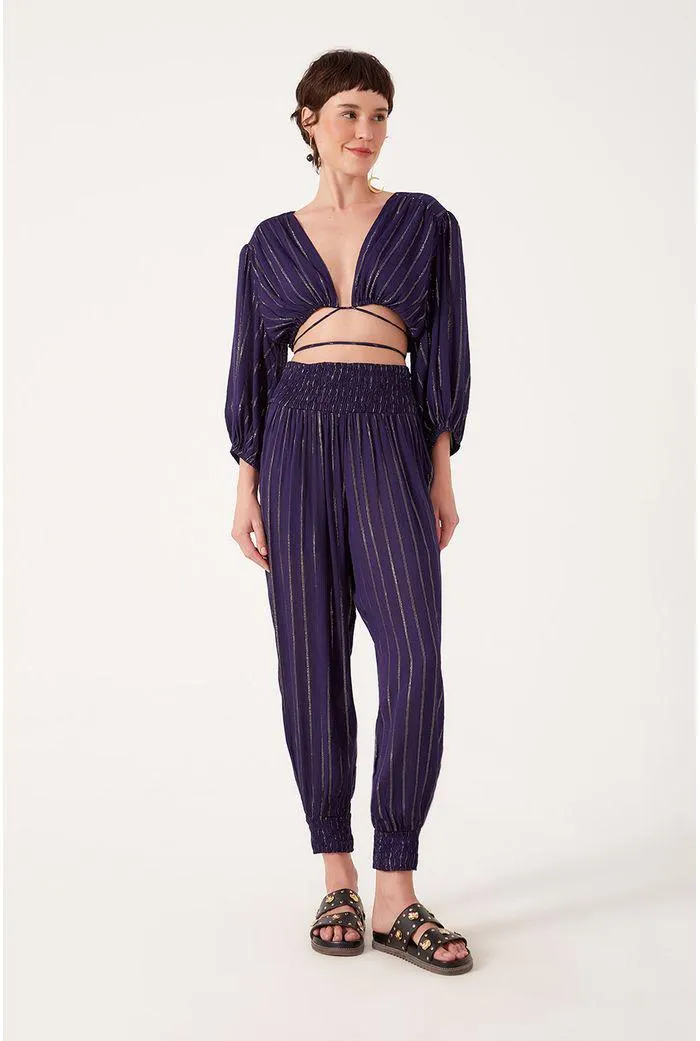 Calça Lurex Lastex Cintura