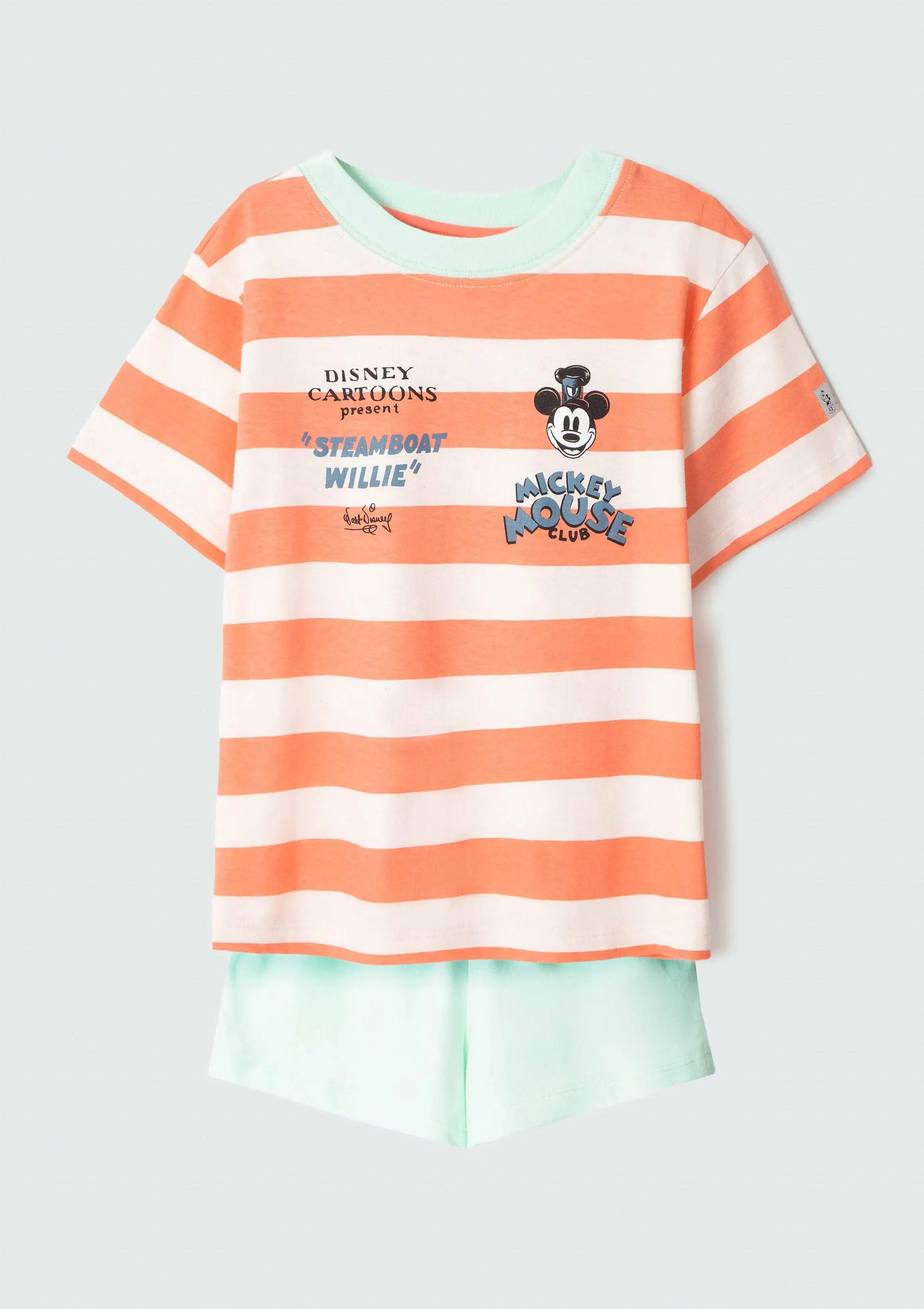 Pijama Infantil Menina + Porta Pijama Mickey Disney 100 Anos - Laranja