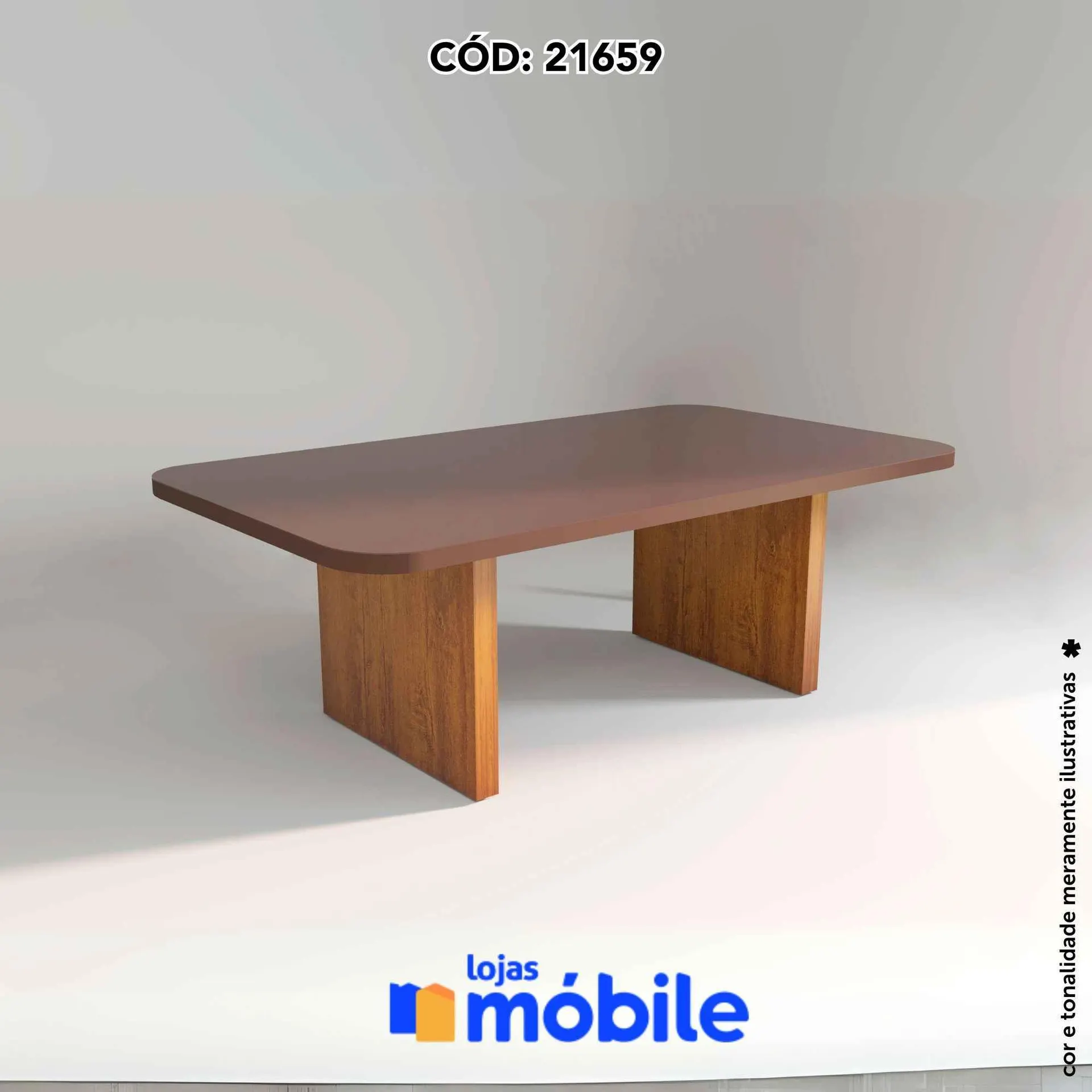 Mesa de Jantar 196x90 Tampo Marrom Café (21352)