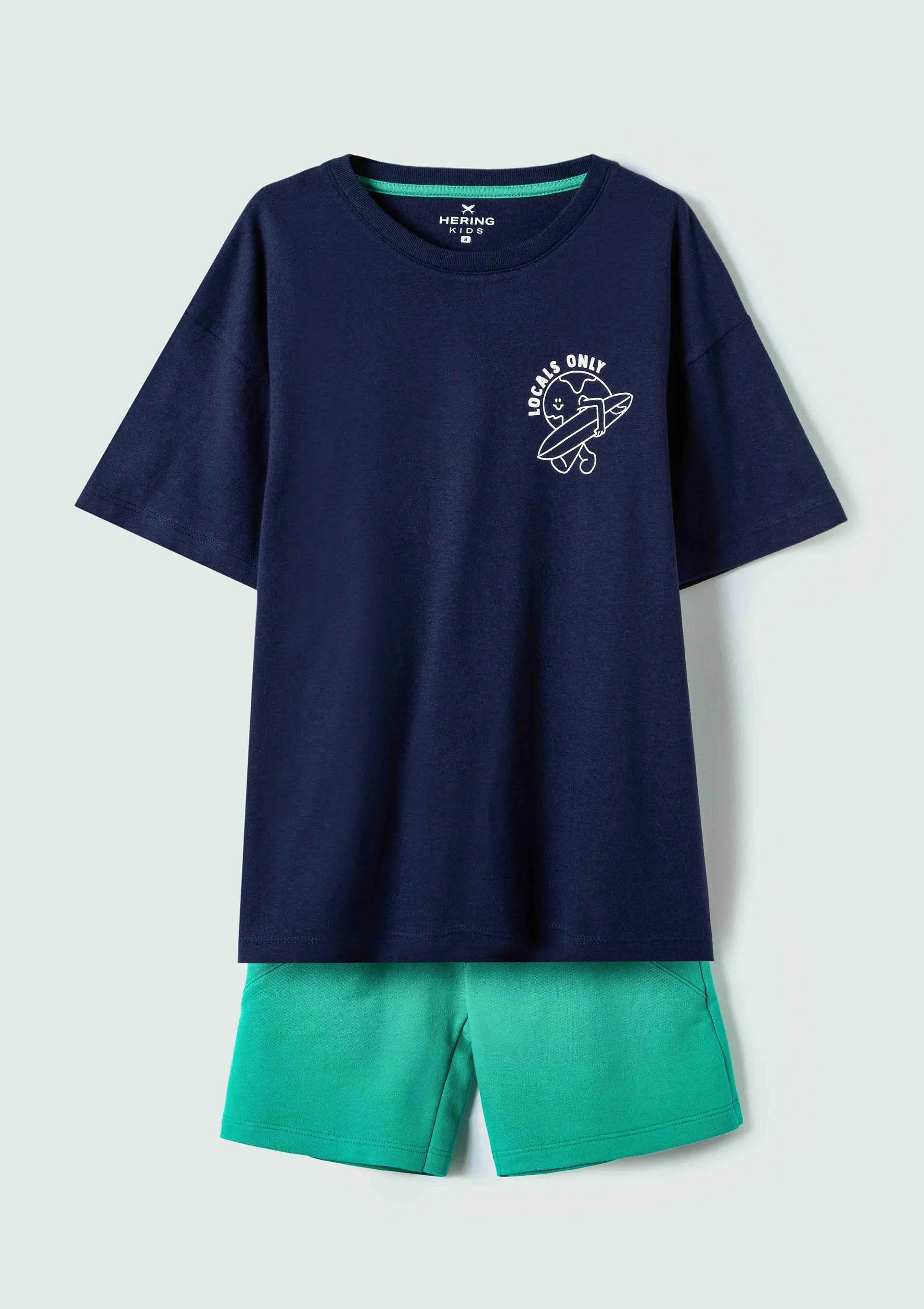 Conjunto Infantil Menino Curto Em Moletinho - Azul