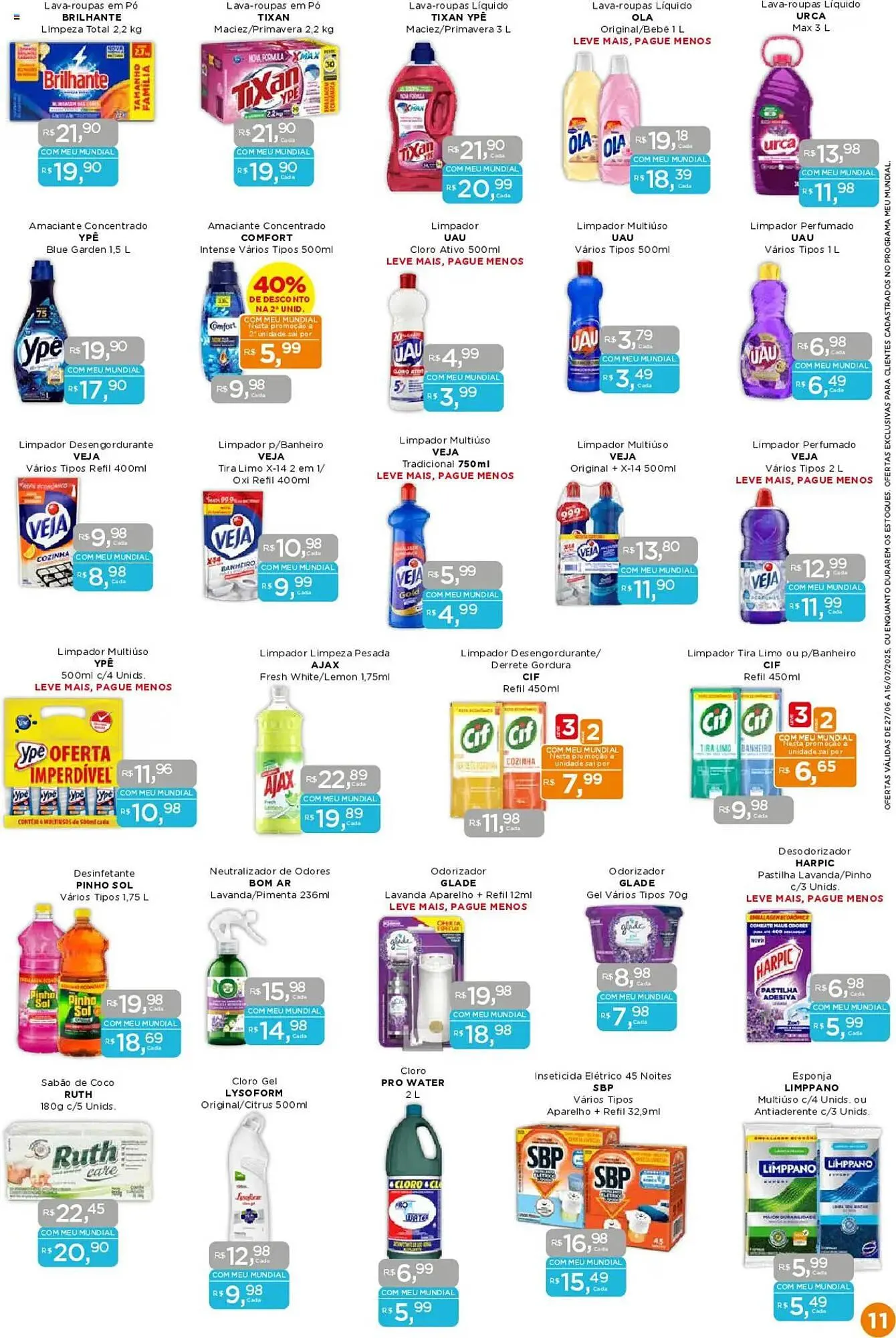 Encarte de Catálogo Supermercados Mundial 27 de junho até 16 de julho 2025 - Pagina 11