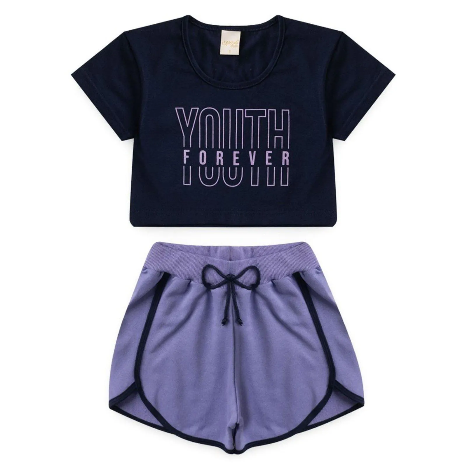 Conjunto Curto Cropped e Shorts Forever