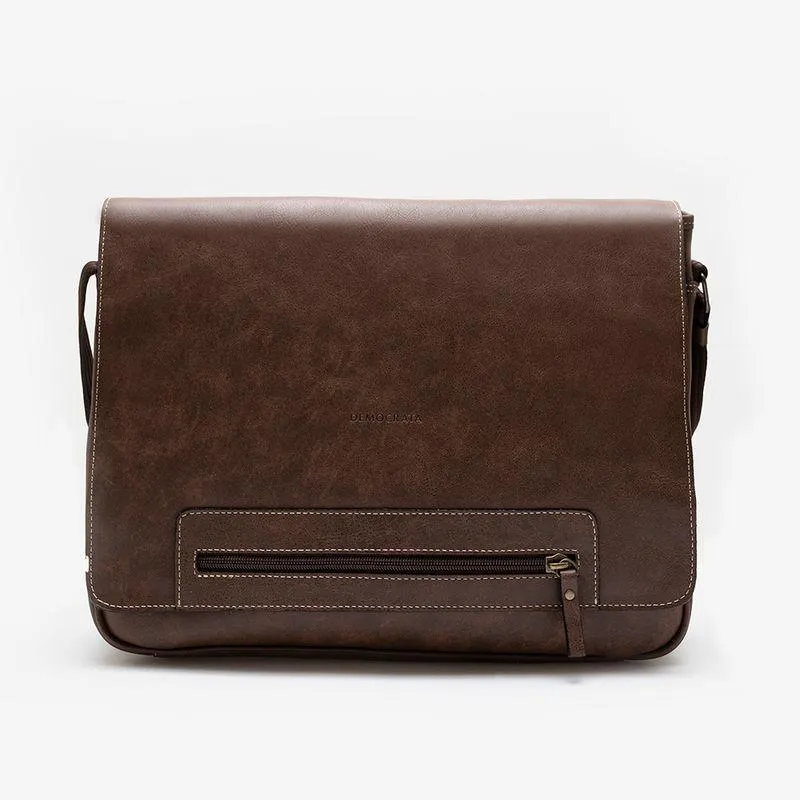 Bolsa Carteiro Em Couro Camel