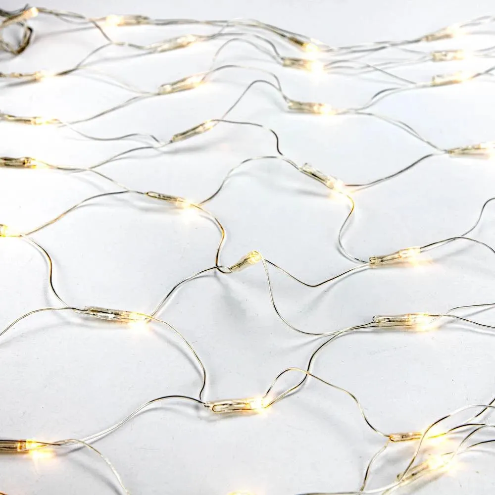 Rede Led D&A 96 Lâmpadas 220V 8 Funções Fio de PVC 96cm Branco Quente