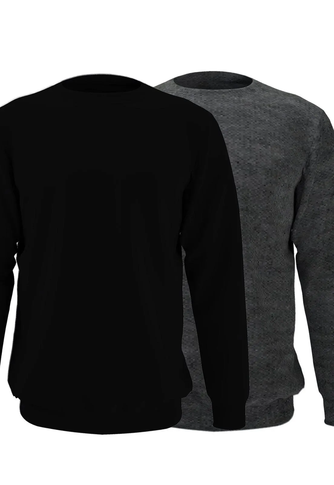 Kit 2 Moletom Sem Capuz Liso Em Algodão Felpado Super Macio Preto E Chumbo